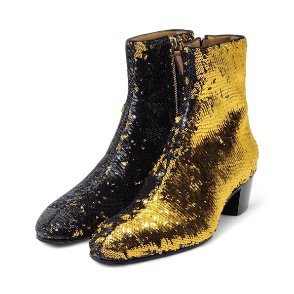 Christian Louboutin Paillettes Disco 70s Ankle Boots Black Gold 41.5 8.5 $1450 - Picture 3 of 8